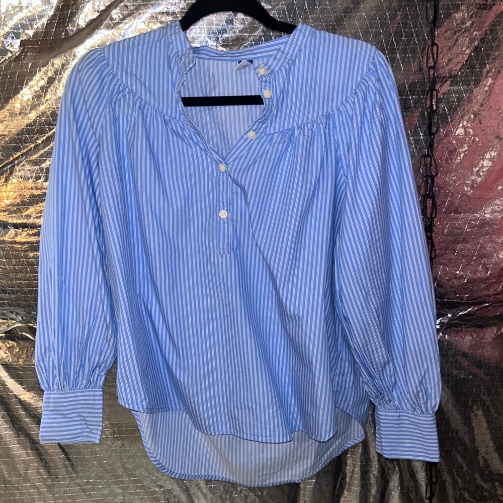 Old Navy Blue and White Striped Blouse